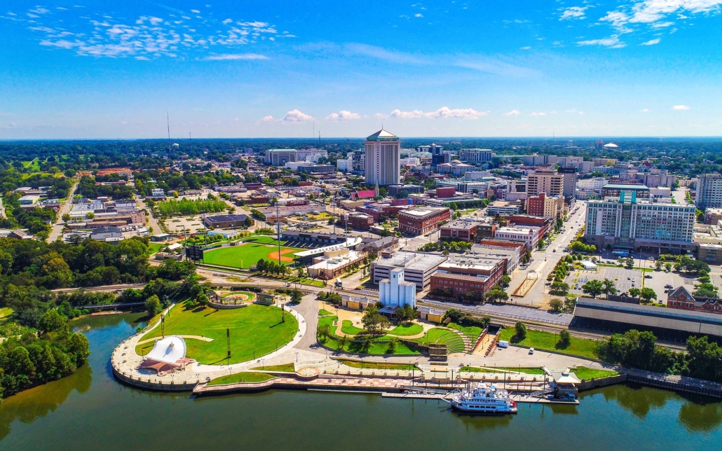 Aerial View of Daowntown Montgomery, Alabama, USA Skylin
