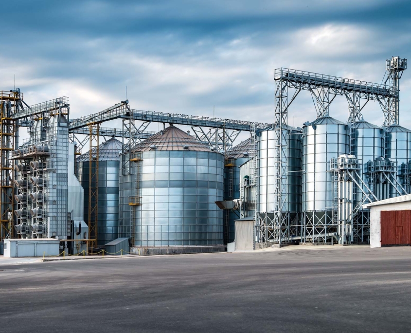 agro-processing and manufacturing plant for processing and silver silos for drying cleaning and storage of agricultural products, flour, cereals and grain